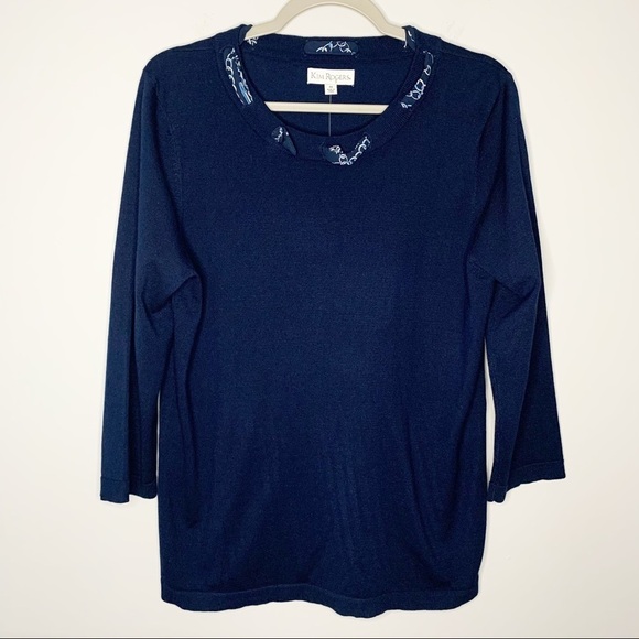 Women’s new Kim Rogers blue knit quarter sleeve blouse size medium M - Picture 1 of 7